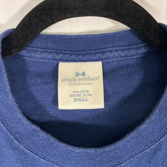 Simply Southern T Shirt Women's Small Blue Be Happy Print Short Sleeve Crew Neck - Picture 6 of 10